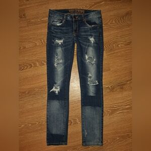 VIP Dark Blue Distressed Skinny Jeans